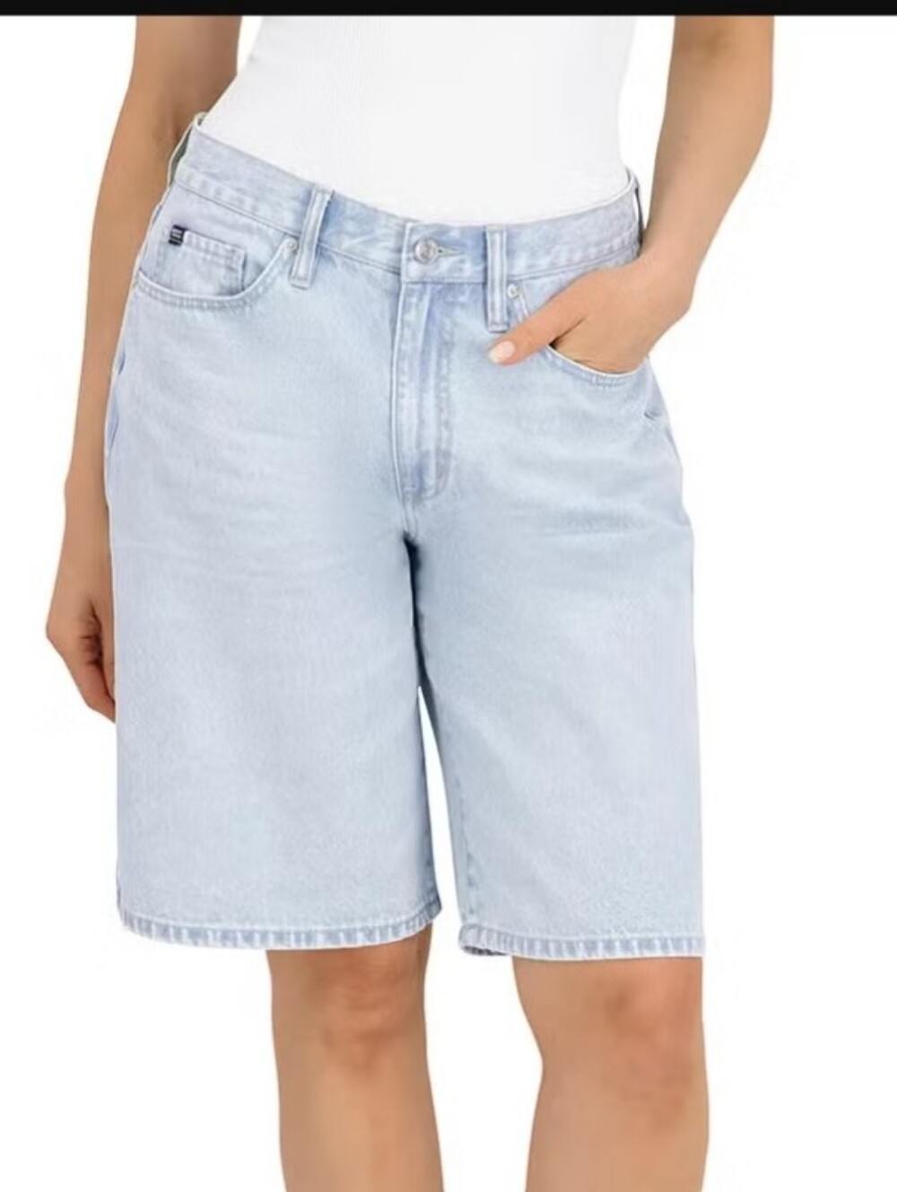 Women's Light Blue Wash Denim Bermuda Shorts - DKNY - 14